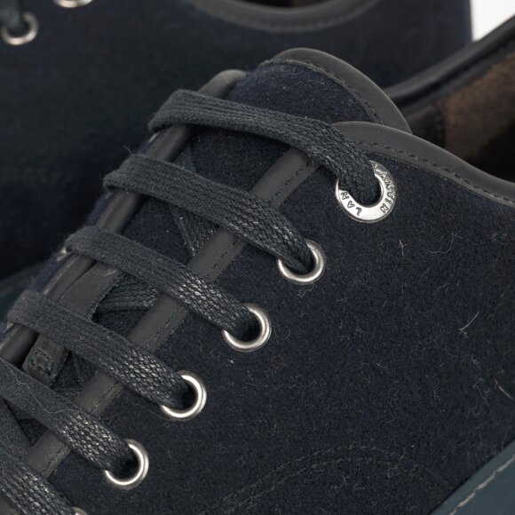 Lanvin Navy Felted Wool Low-Top Sneakers - Picture 7 of 10